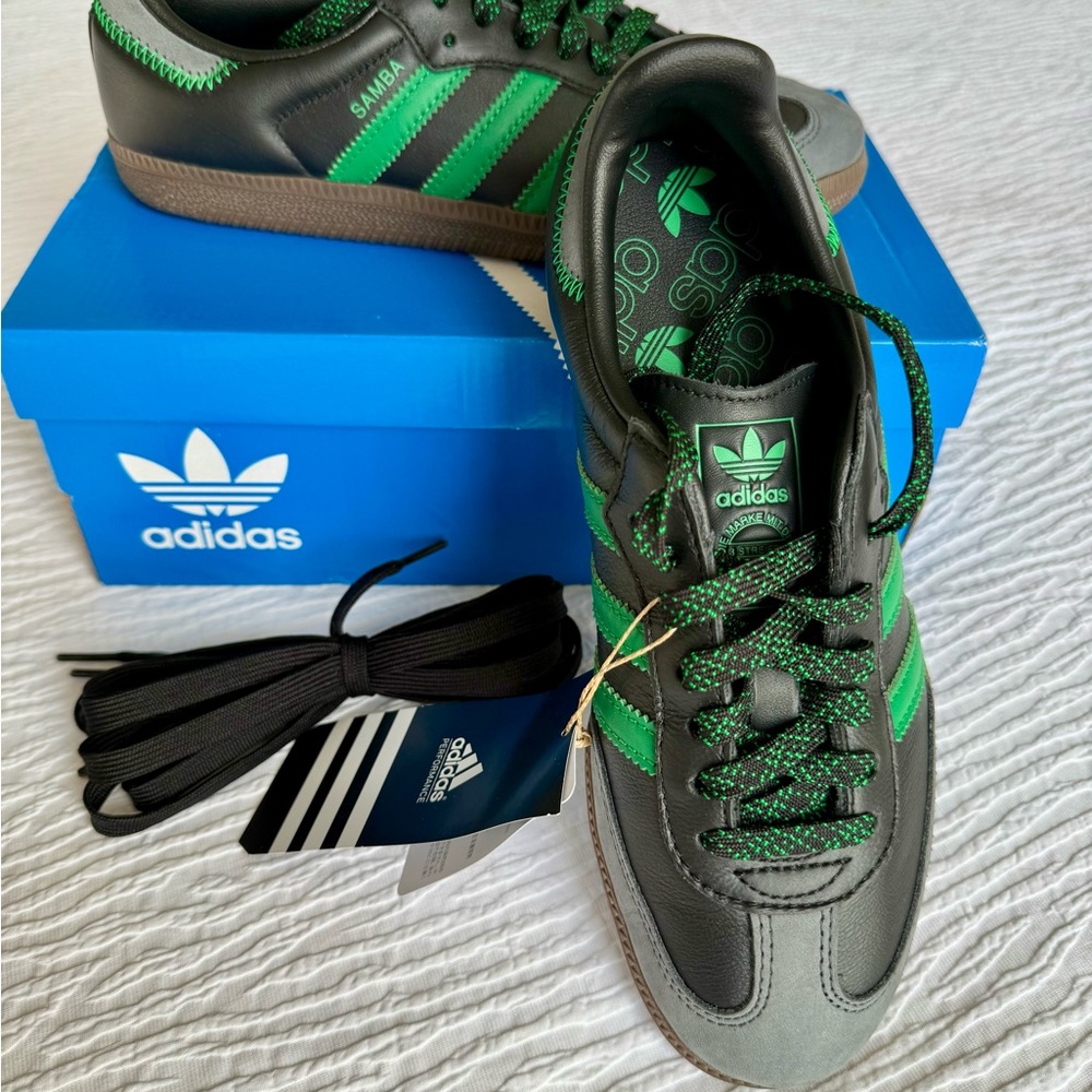 Adidas Samba OG Women's Green and Gray Sneakers with Suede Accents